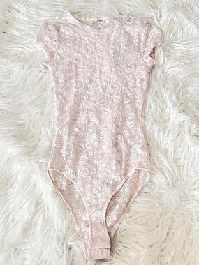 Free People Light Pink Lace Bodysuit